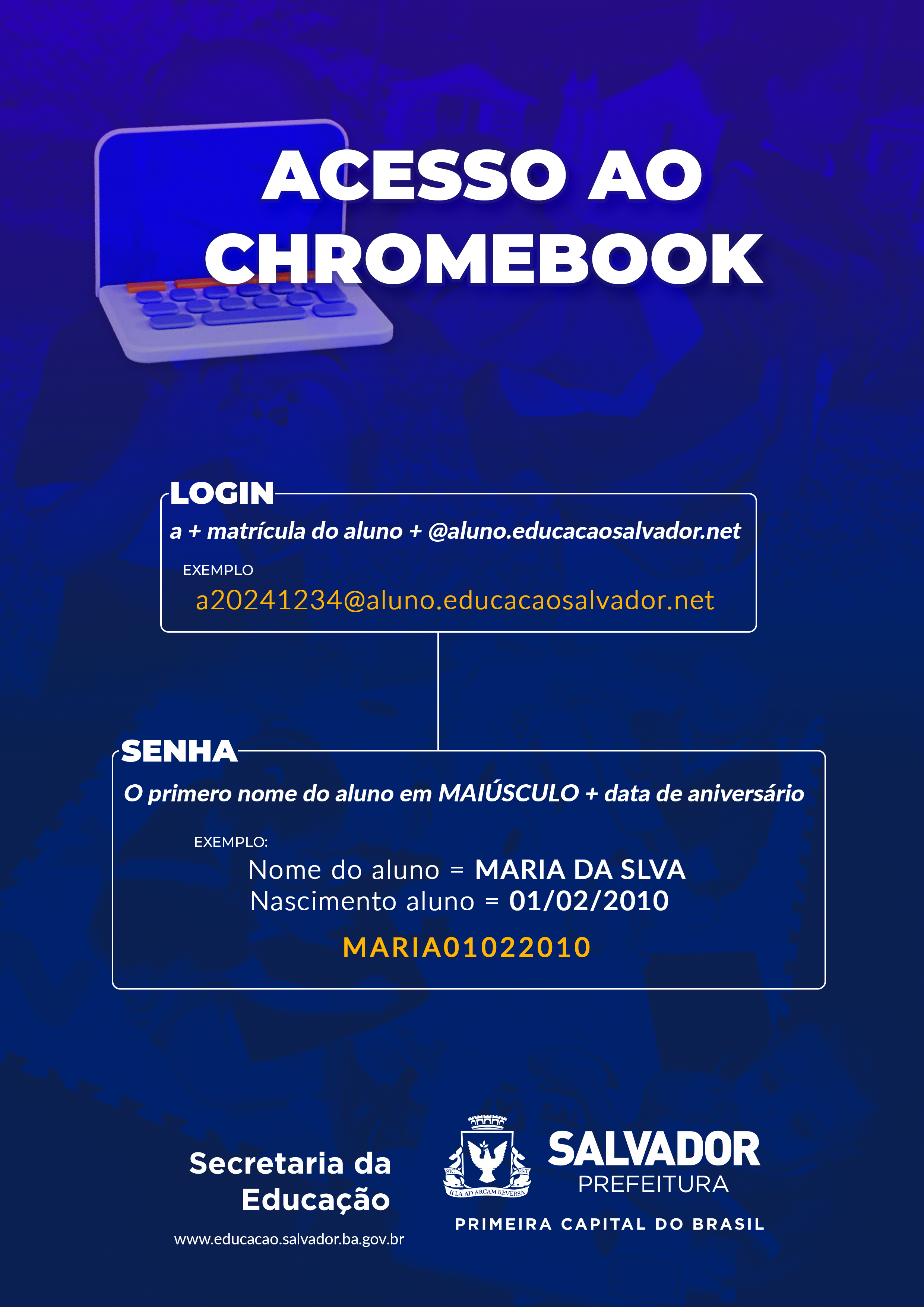 acesso ao chromebook pelos alunos
